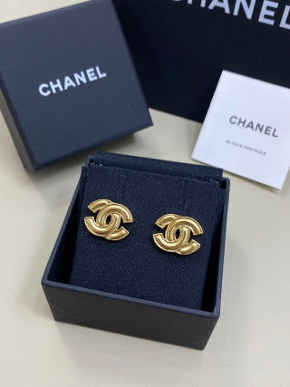 CHANEL Marivelle Golden Signature Stud Earrings