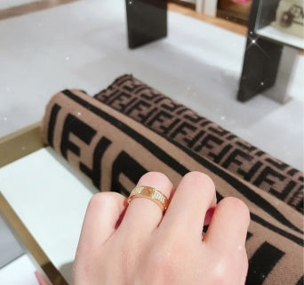 FENDI Pavé Signature Band Ring