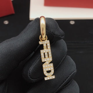FENDI FF Logo Drop Hoop Earrings