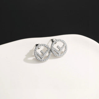 FENDI Crystal FF Circle Stud Earrings