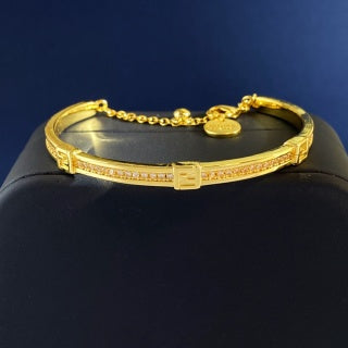 Fendi Arlina FF Crystal Line Cuff Bracelet
