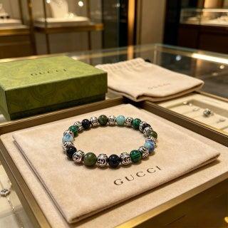 Gucci GG Beaded Stone Charm Bracelet