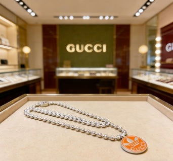Gucci Interlocking G Round Enamel Medallion Necklace
