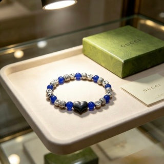 Gucci GG Blue Stone Lion Charm Bracelet